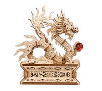 UGEARS Wood Dragon 3D Puzzle - Model Building Kits Puzzle Box with Secret Drawer - Chinese 3D Dragon Wooden Puzzle Hobbies For Men - Easy Wooden