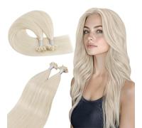 Ugeat 20 Inch U Tip Hair Extensions Real Human Hair Platinum Blonde Keratin Human Hair Extensions U Tip Blonde for Daily Natural Looking 50S 50G