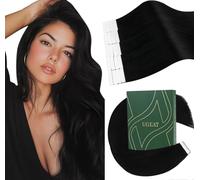 Ugeat 22 Inch Hair Extensions Tape in Human Hair Black Tape in Real Human Hair Extensions Jet Black #1 Daily Life 50G 20Pcs