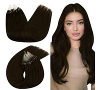 Ugeat 24 Inch Micro Rings Hair Extensions Chocolate Brown Micro Beads Hair Extensions Real Human Hair Brown Microlink Cold Fusion Easy to Style 1g/s 50g/Pack #4