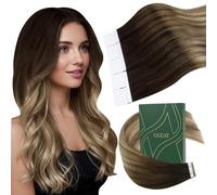 Ugeat Brown Hair Extensions Tape in Real Human Hair 20 Inch Brown Blonde Remy Ombre Tape in Hair Extensions Human Hair Balayage Medium Brown Blonde for Party 50G 20Pcs #4/6/613