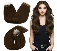 Ugeat Brown Micro loop Hair Extensions Real Human Hair Chocolate Brown 16 inch Micro Ring Human Hair Extensions Microbeads 50G/50S for Girls #4