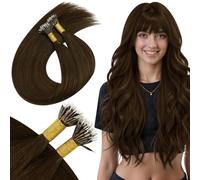 Ugeat Dark Brown Nano Ring Hair Extensions 18 InchChocolate Brown Nano Bead Hair Extensions Human Hair Invisible to Add Length and Volume No Glue Needed for Women 50G 50S #4