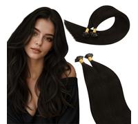 Ugeat Flat Tip Human Hair Extensions Dark Brown Flat Tip Extensions for Women #2 Brown Keratin Tip 20 Inch Invisible and Lightweight 50G 50S