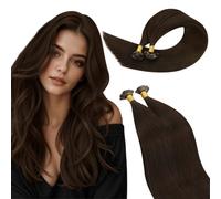 Ugeat Flat Tip Human Hair Extensions Darkest Brown Flat Tip Hair Extensions Brown Pre Bonded for Summer Wear #2 Add Length 22 Inch 50G 50S