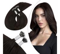 Ugeat Nano Hair Extensions Real Human Hair 14 Inch Nano Beads Hair Extensions for Women Secret Nano Ring Hair Extensions Soft Straight 50G/50S Darkest Brown #2
