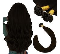 Ugeat Pre Bonded Hair Extensions U Tip Real Human Hair Dark Brown 20 Inch U Tip Hair Extensions Human Hair Keratin Darkest Brown #2 50G 50S