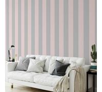 Ugepa Pale Pink Metallic Silver Bold Lance Stripe Feature Stripes Wallpaper Wd0080