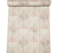 Wooden Grain Effect Panel Diamond Pink Beige White Textured Wallpaper