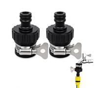 ugescdbi Pack of 2 Universal Hose Connection Tap, Tap Connector with Rubberised Handle, Water Thief Motorhome, Water Connection Motorhome, for Garden, Kitchen, Bathroom, Adjustable (Black)