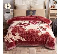 UGFJMN 4.4 lbs Heavy Korean Mink Blanket 59"×78", Silky Soft and Warm, 2 Ply Reversible Raschel Bed Blanket,(150x200cm 2kg).