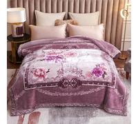 UGFJMN 6.6 lbs Heavy Korean Faux Mink Fleece Blanket 70"×86", Silky Soft and Warm, 2 Ply Reversible Raschel Bed Blanket,Pattern Printed Embossed Microfiber Blanket,(180x220cm 3kg)