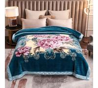 UGFJMN 6.6 lbs Heavy Korean Faux Mink Fleece Blanket 70"×86", Silky Soft and Warm, 2 Ply Reversible Raschel Bed Blanket,Pattern Printed Embossed Microfiber Blanket,(180x220cm 3kg)