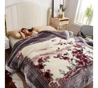 UGFJMN 7.7 lbs Heavy Korean Faux Mink Fleece Blanket 78"×90", Silky Soft and Warm, 2 Ply Reversible Raschel Bed Blanket,Pattern Printed Embossed Microfiber Blanket(200x230cm 3.5kg)