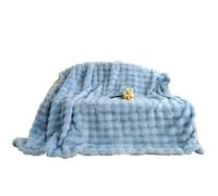 UGFJMN Faux Rabbit Fur Throw, Grey Thick and Warm Blanket for Winter, Cozy Soft Elegant Fluffy Decoration for Sofa, Couch and Bed, Heavy Fuzzy Luxury Blanket Blue 100×160cm