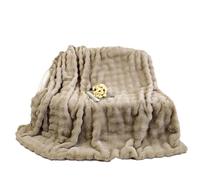 UGFJMN Faux Rabbit Fur Throw, Grey Thick and Warm Blanket for Winter, Cozy Soft Elegant Fluffy Decoration for Sofa, Couch and Bed, Heavy Fuzzy Luxury Blanket Camel 100×160cm
