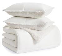 UGG 10265 Blissful Full-Queen Comforter Set Reversible Silky Soft Cozy Plush Sherpa Comforter and Pillow Shams Machine Washable Bedding Queen Size Blanket Set for Bedroom Accents, Full/Queen, Snow
