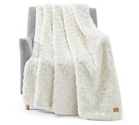UGG 25517 Amanda Reversible Throw Blanket Flannel Plush Warm Cuddly Cozy Furry Luxurious Soft Blankets for Couch or Bed, 70 x 50-inch, Snow