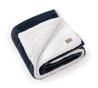 UGG 35987 Nita Warm Soft Reversible Boho Throw Blanket Thick Chunky Luxury Preppy Fluffy Cozy Plush Hypoallergenic Down Alternative Fill Machine Washable Throw for Couch and Bed, 50 x 70-Inch, Navy