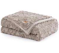 UGG Faux Fur Twin Size Blanket, Double-Sided Warm Cozy Blanket, Extra Large Throw for Sofa, Washable Bedding for Twin XL Size Bed, Cute Room Decor, 66" x 90", Oyster Brown (Adalee)