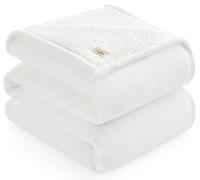 UGG Ariana Full/Queen Blanket Fleece Fluffy Reversible Soft Fuzzy Bedding Cozy Plush Warm Oversized Blanket Machine Washable Bedroom Decor for Big Couch or Bed, 90-inch x 90-inch, White Snow