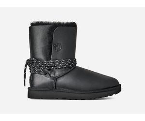 UGG® Bailey Tie LTHR for Women in Black, Size 5, Shearling/Polyester/Leather