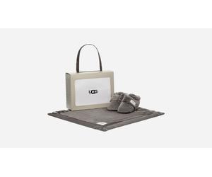 UGG® Bixbee Bootie and Lovey Blanket for Kids in Grey, Size 4, Fleece/Polyester