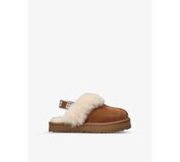 Ugg Brown Kids Funkette Logo-print Suede and Shearling Platform Slippers 6-10 Years Eur 31 / 12.5 Uk