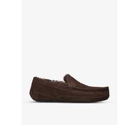Ugg Brown/oth Ascot Logo-embroidered Suede and Shearling Slippers Eur 42 / 8 Uk Men