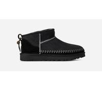 UGG® Classic Ultra Mini Biarritz Boot in Black, Size 4, Polyester/Leather