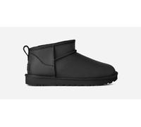 UGG® Classic Ultra Mini Leather Boot in Black, Size 5, Leather/Polyester