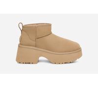 UGG® Classic Ultra Mini New Heights Boot in Brown, Size 10, Suede/Polyester/Wool