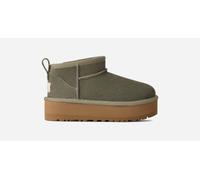 UGG® Classic Ultra Mini Platform Boot for Kids in Green, Size 1, Suede/Polyester/Wool