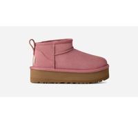 UGG® Classic Ultra Mini Platform Boot for Kids in Pink, Size 3, Suede/Polyester/Wool