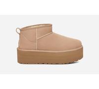 UGG® Classic Ultra Mini Platform Boot for Women in Tan, Size 3, Suede/Polyester/Wool