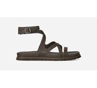 UGG® GoldenGaze Embossed Ankle Wrap Sandal in Dense Smoke, Size 8, Leather/Polyester