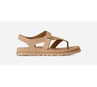 UGG® GoldenGaze Toe Post Sandal in Tan, Size 8, Suede/Polyester/Leather