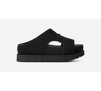 UGG® Goldenstar Hi Cutout Slide Sandal in Black, Size 7, Suede/Polyester