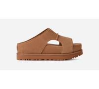 UGG® Goldenstar Hi Cutout Slide Sandal in Brown, Size 9, Suede/Polyester