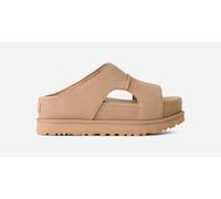 UGG® Goldenstar Hi Cutout Slide Sandal in Tan, Size 7, Suede/Polyester
