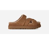 UGG® Greenport Cross Strap Slide in Brown, Size 5, Suede/Polyester