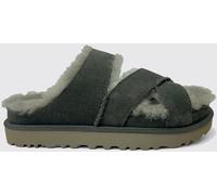 Ugg Greenport Cross Strap Suede Sandals with Wool Lining and Low Heel - Size: 5 - female