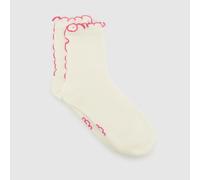 UGG Karsyn Quarter Socks in Cream & Pink, Logo Detail, Size: 3.5-8.5 - Soft Cotton Low Cut UK 3.5-8.5