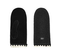 UGG Women's UGGFluff Scalloped Mittens - Genuine Leather Shell, Black, S/M