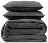 UGG Leonora Comforter Set with 2 Pillow Shams Lightweight Down Alternative Blanket Reversible Cozy Warm All Season Washable and Hypoallergenic Bedding Set, Full/Queen, Charcoal Grey