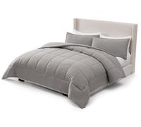 UGG Leonora Comforter Set with 2 Pillow Shams Lightweight Down Alternative Blanket Reversible Cozy Warm All Season Washable and Hypoallergenic Bedding Set, King, Light Grey