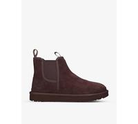 Ugg Mens Dark Brown Neumel Logo-debossed Suede Chelsea Boots Eur 46 / 12 Uk Men