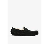UGG Mens UGG Ascot Logo-Embroidered Suede Slippers Black Eur 40 / 6 UK Men