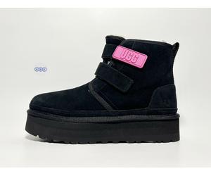 UGG Neumel Platform Suede Wool Lined Boots Black Pink Teens UK Size 5 EUR 38