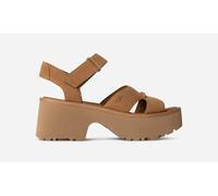 UGG® New Heights Ankle Strap Sandal in Brown, Size 8, Suede/Polyester